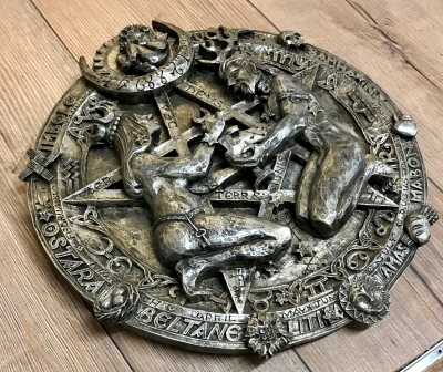 Plaque - Wandtafel - Wandschmuck - Großer Ritus Pentakel - Great Rite Pentakel - Silberfinish