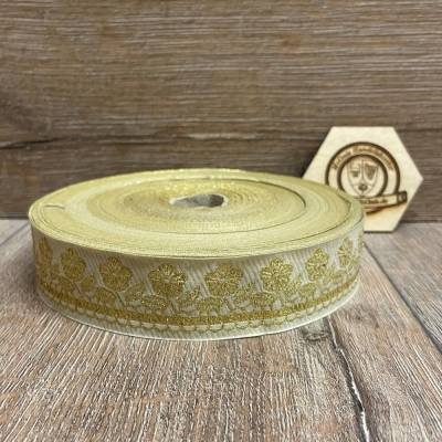 33089L-beige - Borte Lurex Sonderposten - 45m - Breite 33mm - Mittelalter LARP Karneval