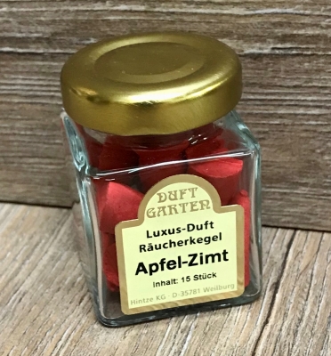 Räucherkegel - Luxus im Mini Glas - Apfel Zimt (rot)