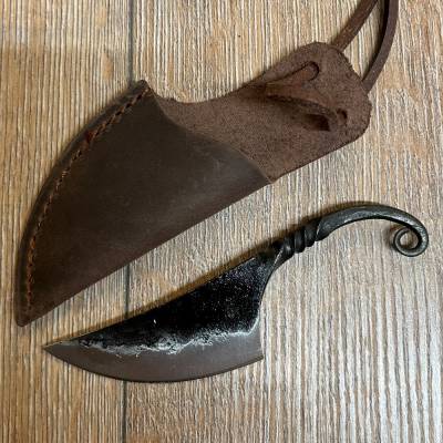 Messer - Halsmesser der Wikinger (Neck-Knife) in Lederscheide - braun