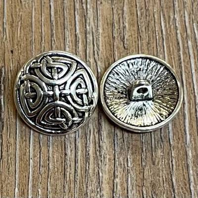 Knopf Metall - keltisches Kreuz - 17mm - Antik Silber