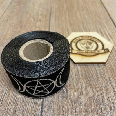 33 Borte Göttin Pentagramm schwslb - 33mm - 5m Rolle - Mittelalter LARP Karneval