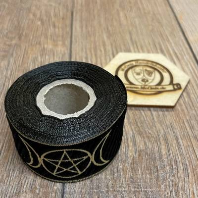 33 Borte Göttin & Gott Pentagramm schwarz/ gold - 33mm - 5m Rolle - Mittelalter LARP Karneval