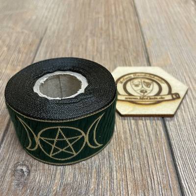 33 Borte Göttin & Gott Pentagramm grasgrn/ gold - 33mm - 5m Rolle - Mittelalter LARP Karneval