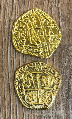 Larp Münze* - Spanische Dublone um 1651 - Gold* - 20 Stück inkl. Beutel