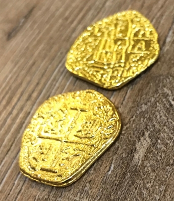 Larp Münze* - Spanische Dublone um 1651 - Gold* - 20 Stück inkl. Beutel