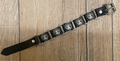 Armband - Leder - Lebensbaum aus Zinn - schwarz