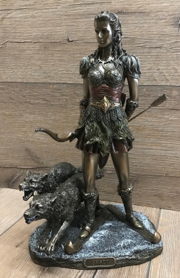 Statue - Skadi - nordische Göttin der Jagd und des Winters - bronziert - Dekoration - Ritualbedarf
