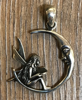 Anhänger - Elfe im Mond - 925er Silber