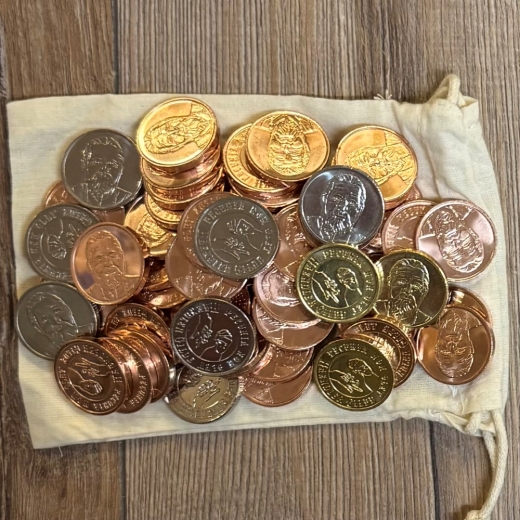 Larp Münzset* 13 - Haendler Gilde - Pecunia non olet - inkl. Baumwollbeutel