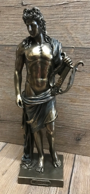 Statue - Apollo mit Lyra - griechischer Sonnengott - bronziert/ coloriert - Dekoration - Ritualbedarf