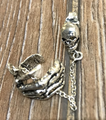 Ohrringe - Ohrklemme Skelett-Hand/ Skeleton Hand - 925er Silber - einzeln