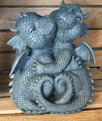 Gartenstatue - Drachenpaar knuddelt - Loving Dragons (in & outdoor) - NEU