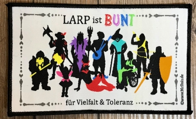 Aufnäher - LARP ist BUNT für Vielfalt & Toleranz - schwarz