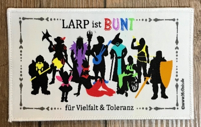 Aufnäher - LARP ist BUNT für Vielfalt & Toleranz - weiss