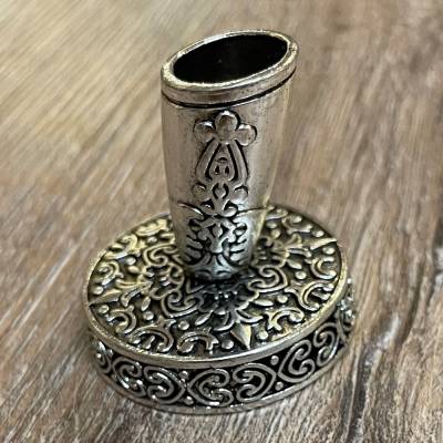 Schreibzeug - Historische Schreibfeder inkl. 6 Federn, Halter & Tintenfass (leer), geliefert in Geschenkbox - grau