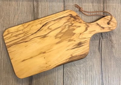 Holz Brett - Schneidebrett aus Olivenholz mit Griff klein/ Petersilienbrett ca. 30cm x 14cm - individuelle Lasergravur möglich
