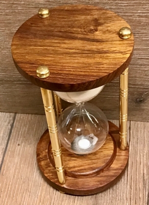 Sanduhr - Maritim 3 Säulen - Messing/ Holz - 15 Minuten, H: 15cm