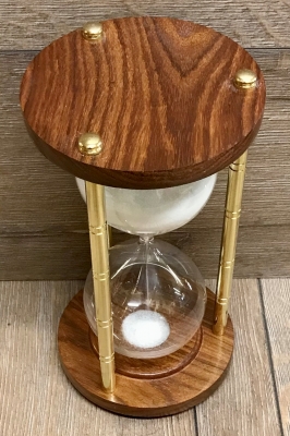 Sanduhr - Maritim 3 Säulen - Messing/ Holz - 60 Minuten, H: 23cm