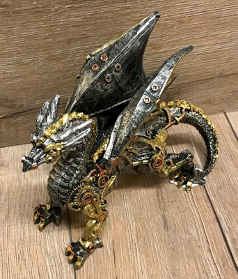 Statue - Steampunk - Drache - Dracus Machina (small) 20,5 x 9 x 16,5cm