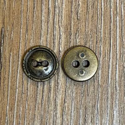 Knopf aus Metall - geprägter Rand – 2-Loch – 13mm - Ausverkauf