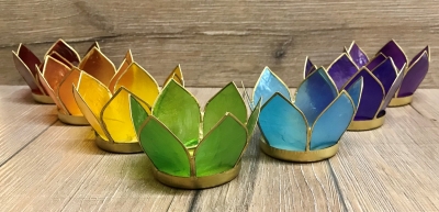 Kerzenhalter - LotusBlume Set Mini mit Goldrand