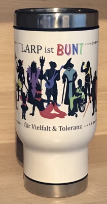 LARP ist BUNT - Tasse - Thermos-Becher/ Travel Mug/ Coffee to go - LARP ist BUNT - weiß oder silber