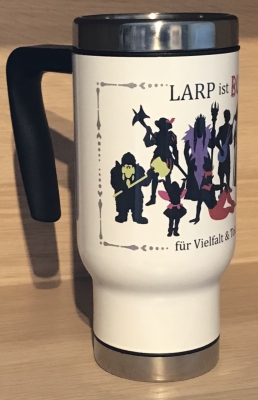 LARP ist BUNT - Tasse - Thermos-Becher/ Travel Mug/ Coffee to go - LARP ist BUNT - weiß oder silber