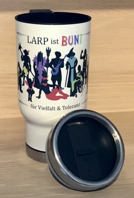 LARP ist BUNT - Tasse - Thermos-Becher/ Travel Mug/ Coffee to go - LARP ist BUNT - weiß oder silber