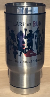 LARP ist BUNT - Tasse - Thermos-Becher/ Travel Mug/ Coffee to go - LARP ist BUNT - weiß oder silber