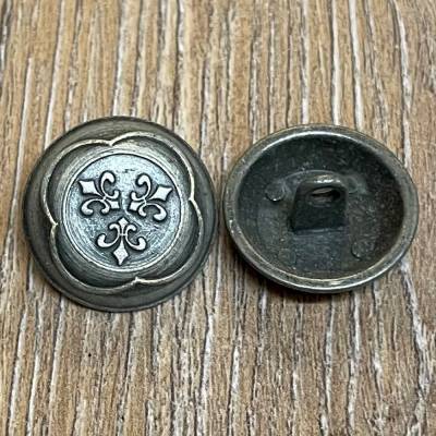 Knopf aus Metall - bombiert mit Ornament – Öse – 20mm - Ausverkauf