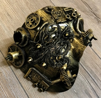 Steampunk - Maske mit Gummiband - Halb-Maske Tekno-Wheel