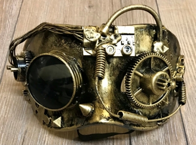 Steampunk - Maske mit Gummiband - Cyclops - goldfarben