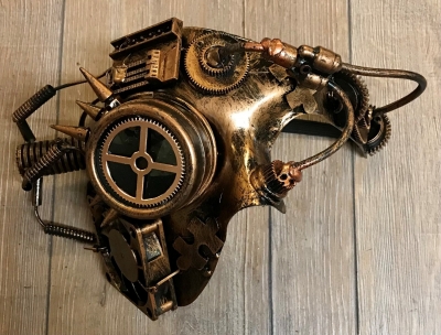 Steampunk - Maske mit Gummiband - Cyber Switch - altkupfer