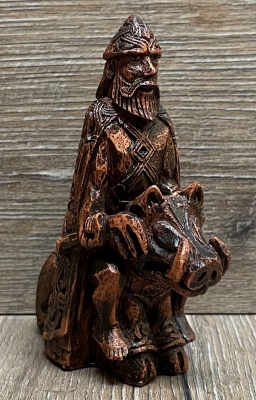 Statue - Freyr Gott der Ernte Figurine klein - Holzfinish - Dekoration - Ritualbedarf