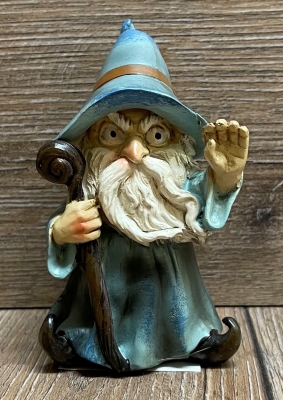 Figur - Lustiger Zauberer klein - blauer Hut & Zauberstab