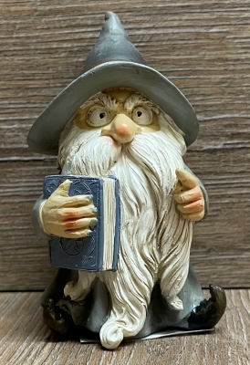 Figur - Lustiger Zauberer klein - grauer Hut & Buch