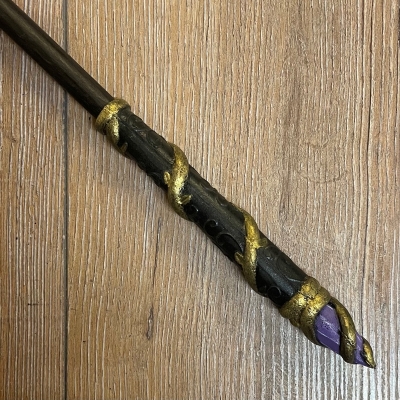 LARP - Zauberstab/ Wand - Zauberer/ Enchanter - schwarz mit lila Stein