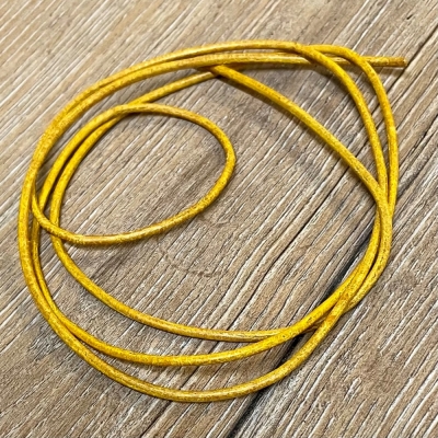 Lederband - 2,0mm, 1m - rund - gelb