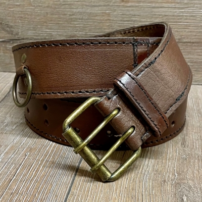Gürtel - Leder - Ring Belt - 120cm - braun