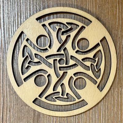 Untersetzer - Holz - durchbrochen - Keltisches Kreuz rund - 10cm - natur - Coaster - Dekoration - Weihnachtsbaumschmuck