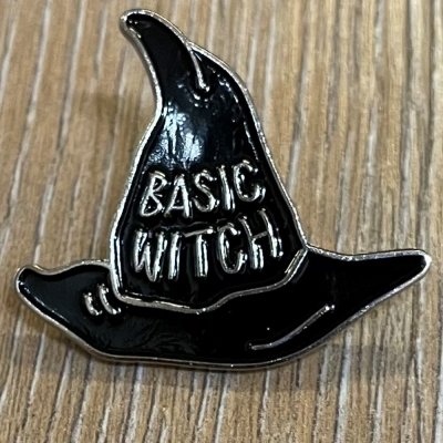 Brosche - Pin - Hexenhut Basic Witch - schwarz/ silber