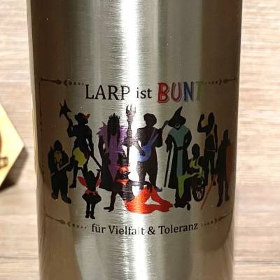 LARP ist BUNT - To-Go - Trinkflasche - LARP ist BUNT - Edelstahl mit Strohhalm 500ml - silber