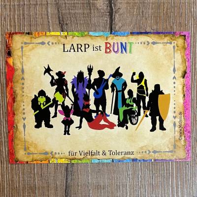 LARP ist BUNT - Postkarte - LARP ist BUNT - für Vielfalt & Toleranz - Regenbogen Edition