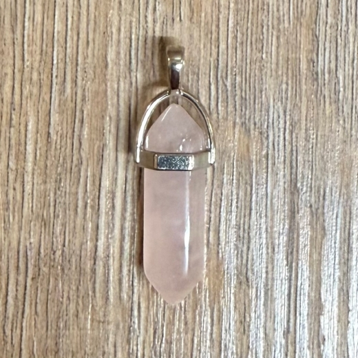 Anhänger - Chakra Rosenquarz mit silberfarbener Einfassung