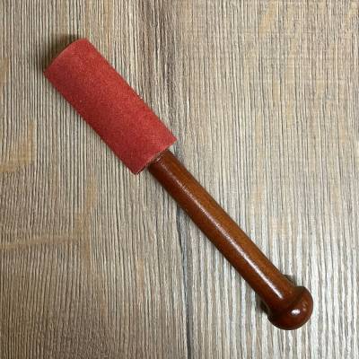 Klangschale - Klangstab/ Reibestab mit Leder klein 15cm x 2cm - rot