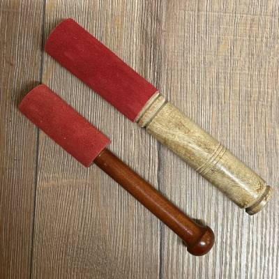 Klangschale - Klangstab/ Reibestab mit Leder klein 15cm x 2cm - rot