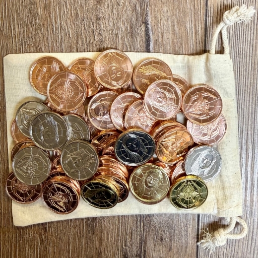 Larp Münzset* 06 - Drow/ Dunkelelfen - inkl. Baumwollbeutel