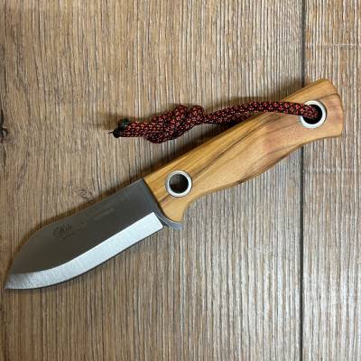 Nieto Gürtelmesser - SIOUX MINI - Vanadium Stahl 1.4116, Fiberglaslagen, Olivenholz-Griffschalen, Hohlnieten, braune Lederscheide