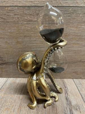 Sanduhr - Steampunk - Oktopus mit schwarzem Sand - ca. 3 Minuten - letzter Artikel